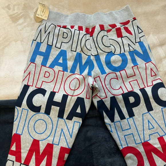 Champion Reverse Weave Logo Sweatpants Jogger New Red White Grey Size 2XL - Picture 4 of 16